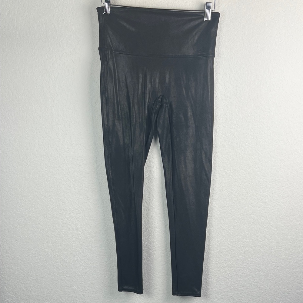 SPANX Women’s Faux Leather Black Leggings Size Large